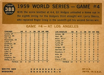 1959 World Series Game #4 - Hodges’ Winning Homer  baseball card collectible - Main Image 2
