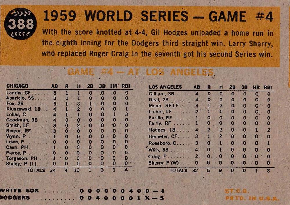 1959 World Series Game #4 - Hodges’ Winning Homer  baseball card collectible - Main Image 2