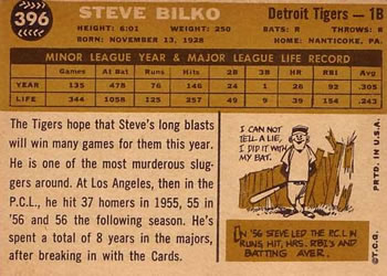 Steve Bilko  baseball card collectible - Main Image 2