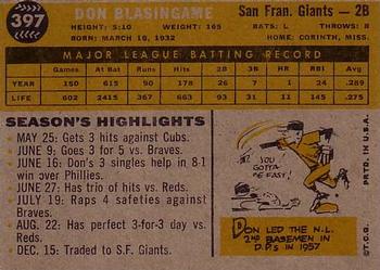Don Blasingame  baseball card collectible - Main Image 2