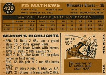 Ed Mathews  baseball card collectible - Main Image 2