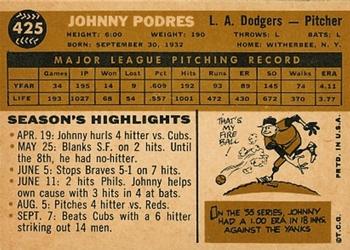 Johnny Podres  baseball card collectible - Main Image 2