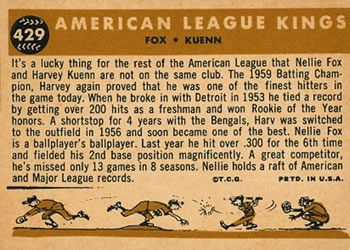 American League Kings (Nellie Fox / Harvey Kuenn)  baseball card collectible - Main Image 2