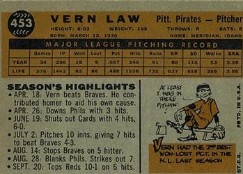 Vern Law  baseball card collectible - Main Image 2