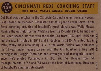 Cincinnati Reds Coaches (Reggie Otero / Cot Deal / Wally Moses)  baseball card collectible - Main Image 2