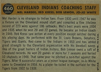 Cleveland Indians Coaches (Mel Harder / Jo Jo White / Bob Lemon / Red Kress)  baseball card collectible - Main Image 2