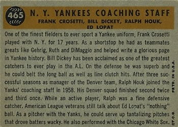 N.Y. Yankees Coaches (Bill Dickey / Ralph Houk / Frank Crosetti / Ed Lopat)  baseball card collectible - Main Image 2