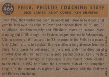 Phila. Phils Coaches (Ken Silvestri / Dick Carter / Andy Cohen)  baseball card collectible - Main Image 2
