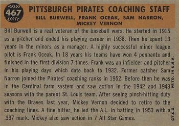 Pitts. Pirates Coaches (Mickey Vernon / Frank Oceak / Sam Narron / Bill Burwell)  baseball card collectible - Main Image 2