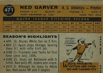 Ned Garver  baseball card collectible - Main Image 2