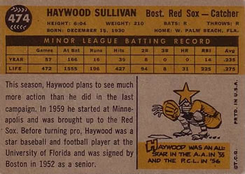 Haywood Sullivan  baseball card collectible - Main Image 2