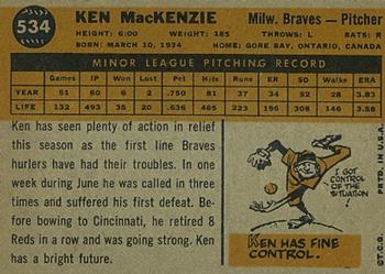 Ken MacKenzie  baseball card collectible - Main Image 2