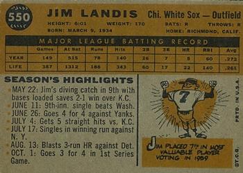 Jim Landis  baseball card collectible - Main Image 2