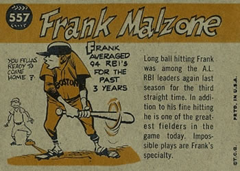 Frank Malzone  baseball card collectible - Main Image 2