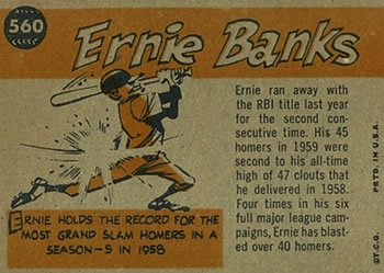 Ernie Banks  baseball card collectible - Main Image 2