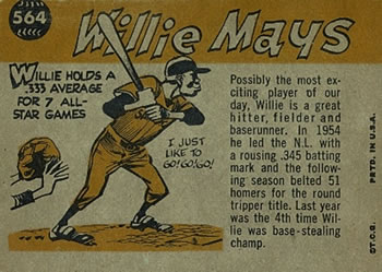 Willie Mays  baseball card collectible - Main Image 2