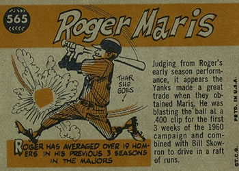 Roger Maris  baseball card collectible - Main Image 2
