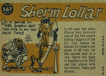 Sherm Lollar  baseball card collectible - Main Image 2