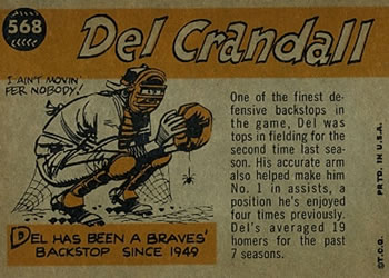Del Crandall  baseball card collectible - Main Image 2