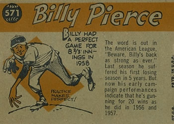 Billy Pierce  baseball card collectible - Main Image 2
