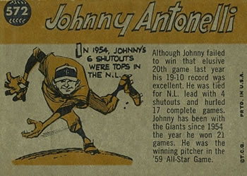 Johnny Antonelli  baseball card collectible - Main Image 2