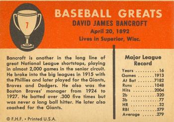 Dave Bancroft  baseball card collectible - Main Image 2