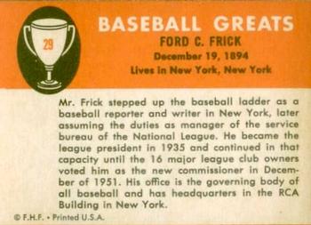 Ford Frick  baseball card collectible - Main Image 2