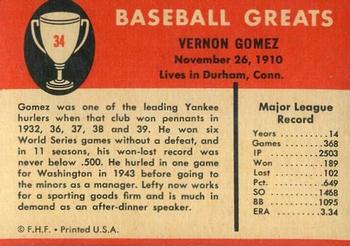 Lefty Gomez  baseball card collectible - Main Image 2