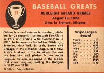 Burleigh Grimes  baseball card collectible - Main Image 2