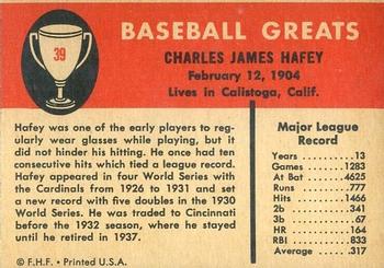 Chick Hafey  baseball card collectible - Main Image 2