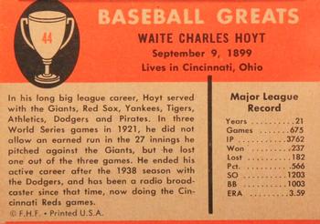 Waite Hoyt  baseball card collectible - Main Image 2