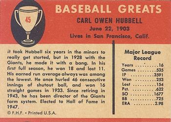 Carl Hubbell  baseball card collectible - Main Image 2