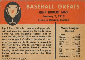 Johnny Mize  baseball card collectible - Main Image 2