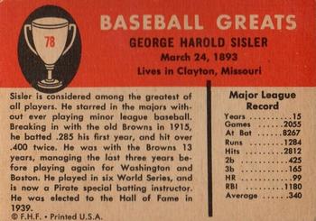 George Sisler  baseball card collectible - Main Image 2