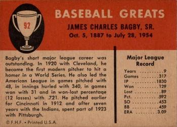 Jim Bagby  baseball card collectible - Main Image 2
