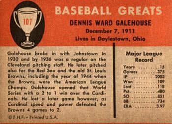 Dennis Galehouse  baseball card collectible - Main Image 2
