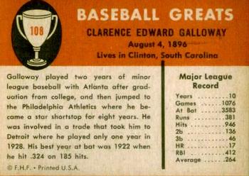 Chick Galloway  baseball card collectible - Main Image 2