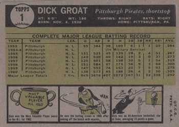 Dick Groat  baseball card collectible - Main Image 2