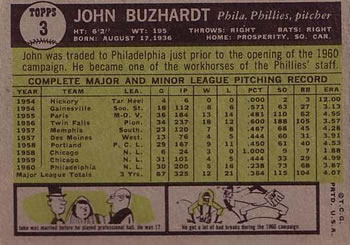 John Buzhardt  baseball card collectible - Main Image 2