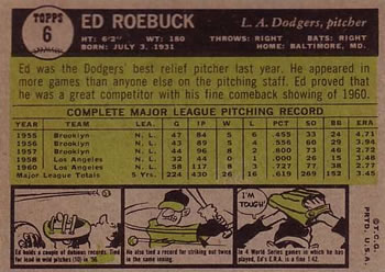 Ed Roebuck  baseball card collectible - Main Image 2