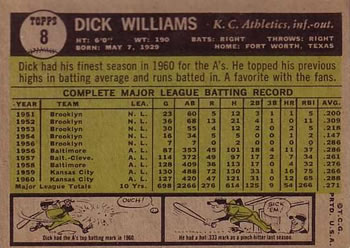 Dick Williams  baseball card collectible - Main Image 2