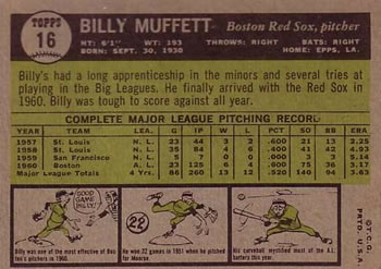 Billy Muffett  baseball card collectible - Main Image 2