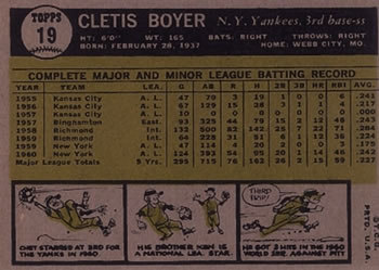 Cletis Boyer  baseball card collectible - Main Image 2