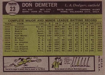 Don Demeter  baseball card collectible - Main Image 2