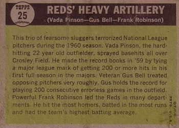 Reds’ Heavy Artillery (Gus Bell / Vada Pinson / Frank Robinson)  baseball card collectible - Main Image 2