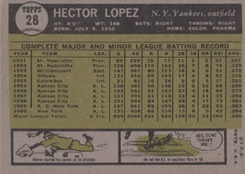 Hector Lopez  baseball card collectible - Main Image 2