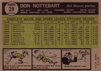Don Nottebart  baseball card collectible - Main Image 2