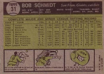 Bob Schmidt  baseball card collectible - Main Image 2