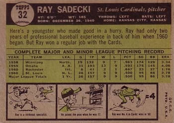 Ray Sadecki  baseball card collectible - Main Image 2