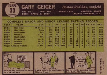 Gary Geiger  baseball card collectible - Main Image 2